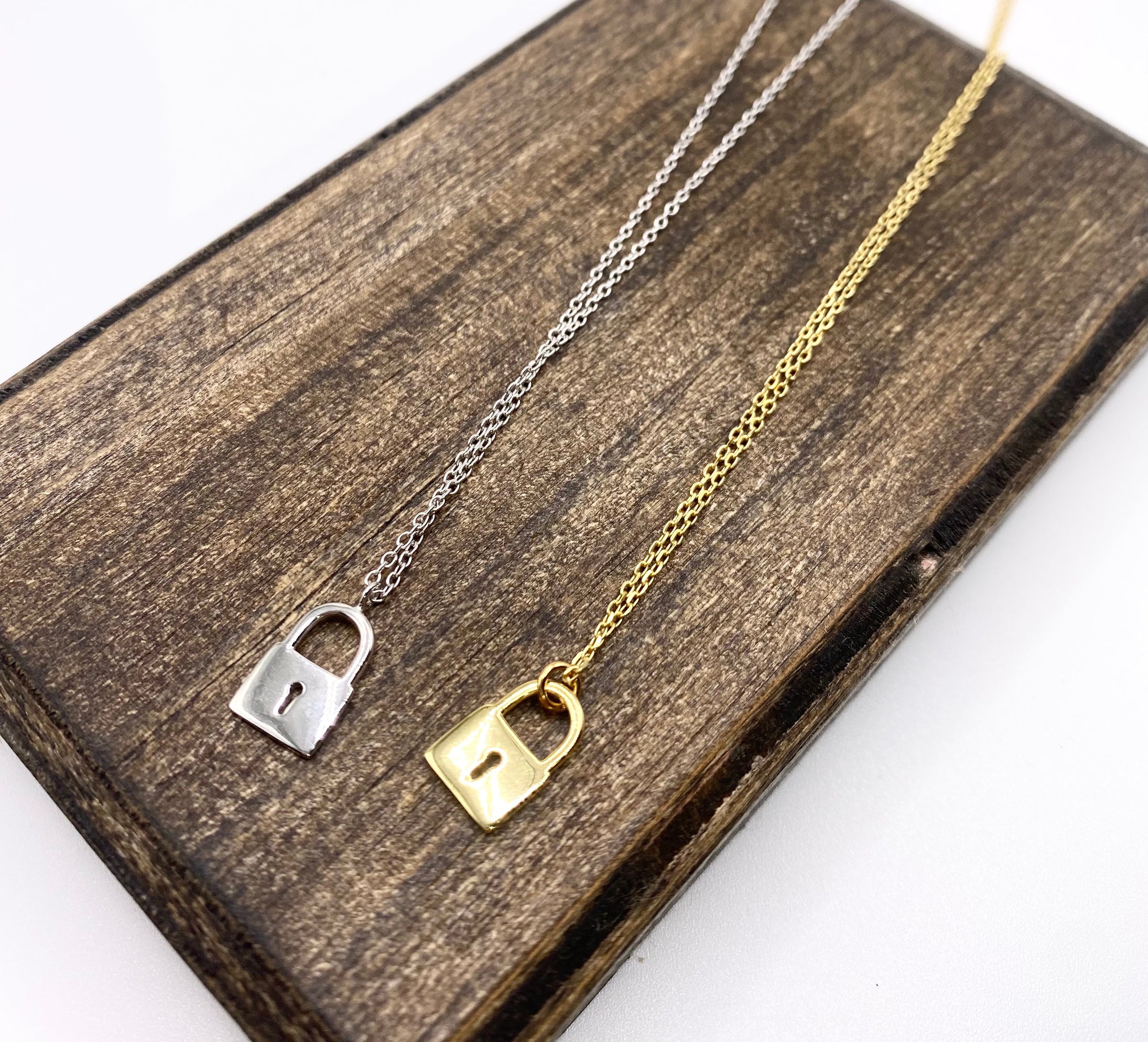 14K Gold-Plated Sterling Silver Padlock Pendant Necklace